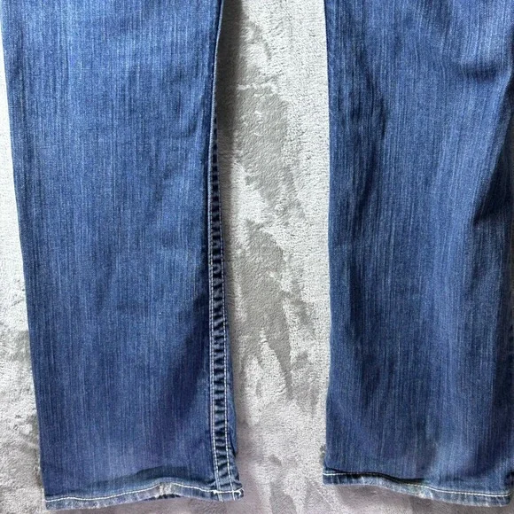 BKE Payton Bootcut Jeans Women 32x33.5 Medium Wash Distressed Thick Stitch Denim - Picture 8 of 16